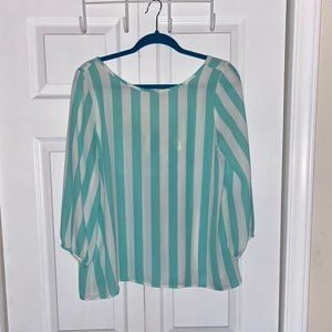 Turquoise Striped Blouse
